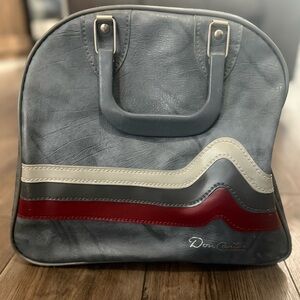Don Carter Vintage Gray Bowling Bag Retro Red Stripe Carry On Travel Bag